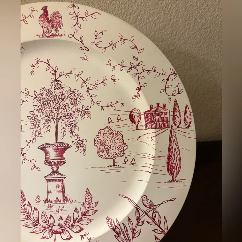 Wedgwood Toile Elegant Red and White Decorative Plate “Joie de vivre” Collection
